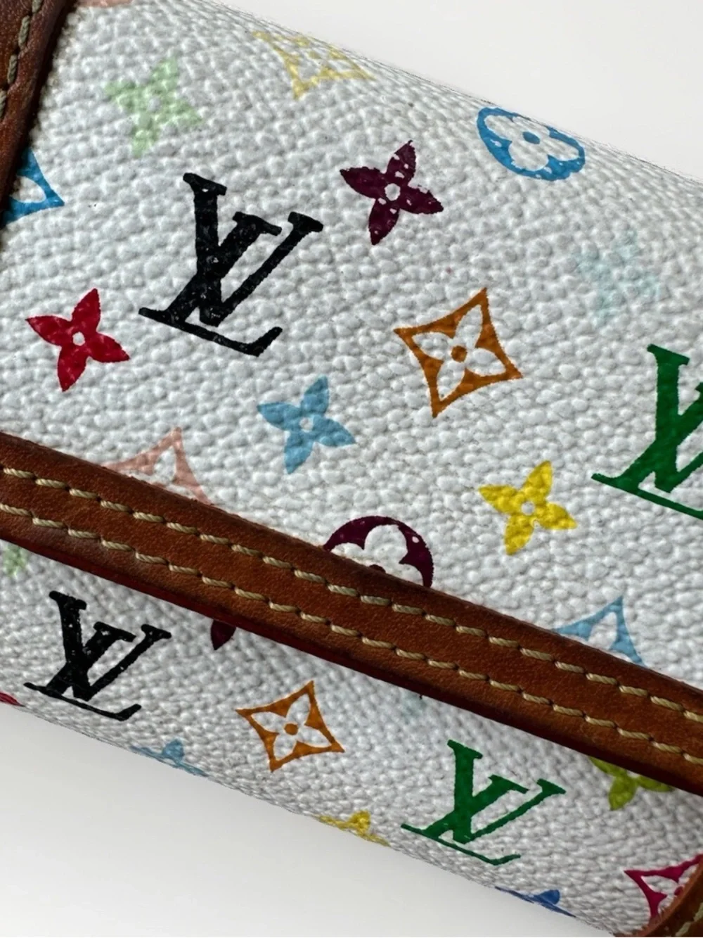 Authentic Louis Vuitton Takashi Murakami Monogram Porte Monnaie Plat Coin Wallet